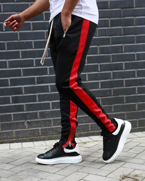 Red Slim Fit Tracksuit Bottoms, Pants