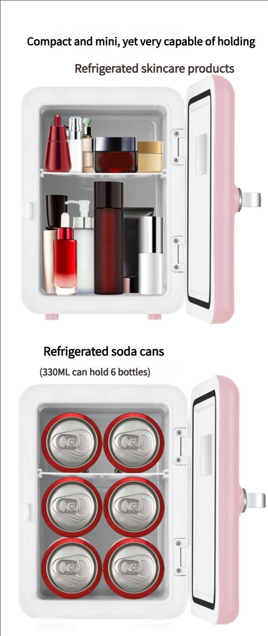 Car refrigerator, mini refrigerator, portable hot and cold dual-purpose cooler semiconductor refrigerator, suitable for skin care, beverages, food, cosmetics, home, office and car use, 110V/12V dual purpose