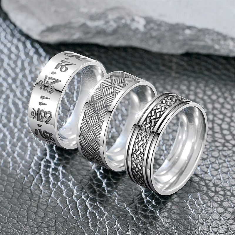3Pcs Creative Jewelry New Rotary Titanium Steel Pressure Relief Ring Flower Sea Wave Shaped Rings