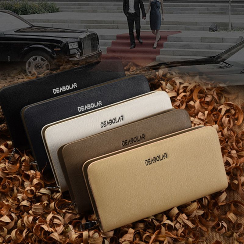 Men's Fashion Long Wallet Cross Pattern Zipper Wallet