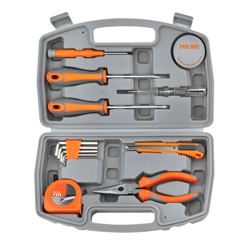 NT-2000L 14 Piece Tool Set-General Household Hand Tool Kit,Auto Repair Tool Set, with Plastic Toolbox Storage Case