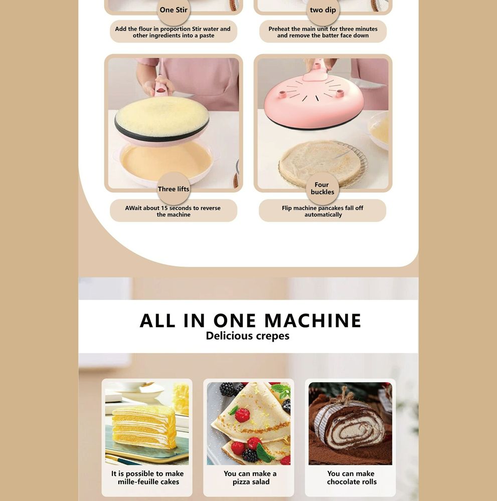 Electric Crepe Maker 8 Inch,  Portable Crepe Maker & Hot Plate Cooktop On/Off Switch, Nonstick Coating, Automatic Temperature Control, Easy To Use For Pancakes, Blintz, Chapati
