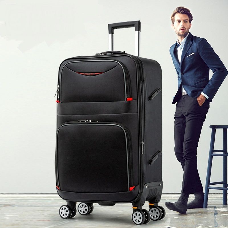 Large Capacity Oxford Cloth Luggage Durable Rolling Suitcase with Silent Universal Wheels Anti-Theft Password Lock Travel Trolley Case for Men Women Students

