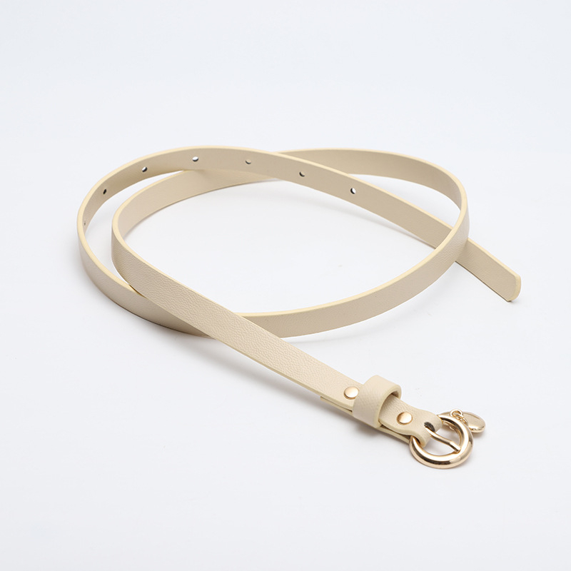 M605 Women's New D-Shaped Round Buckle Thin Belt Retro Simple Small Needle Buckle Belt