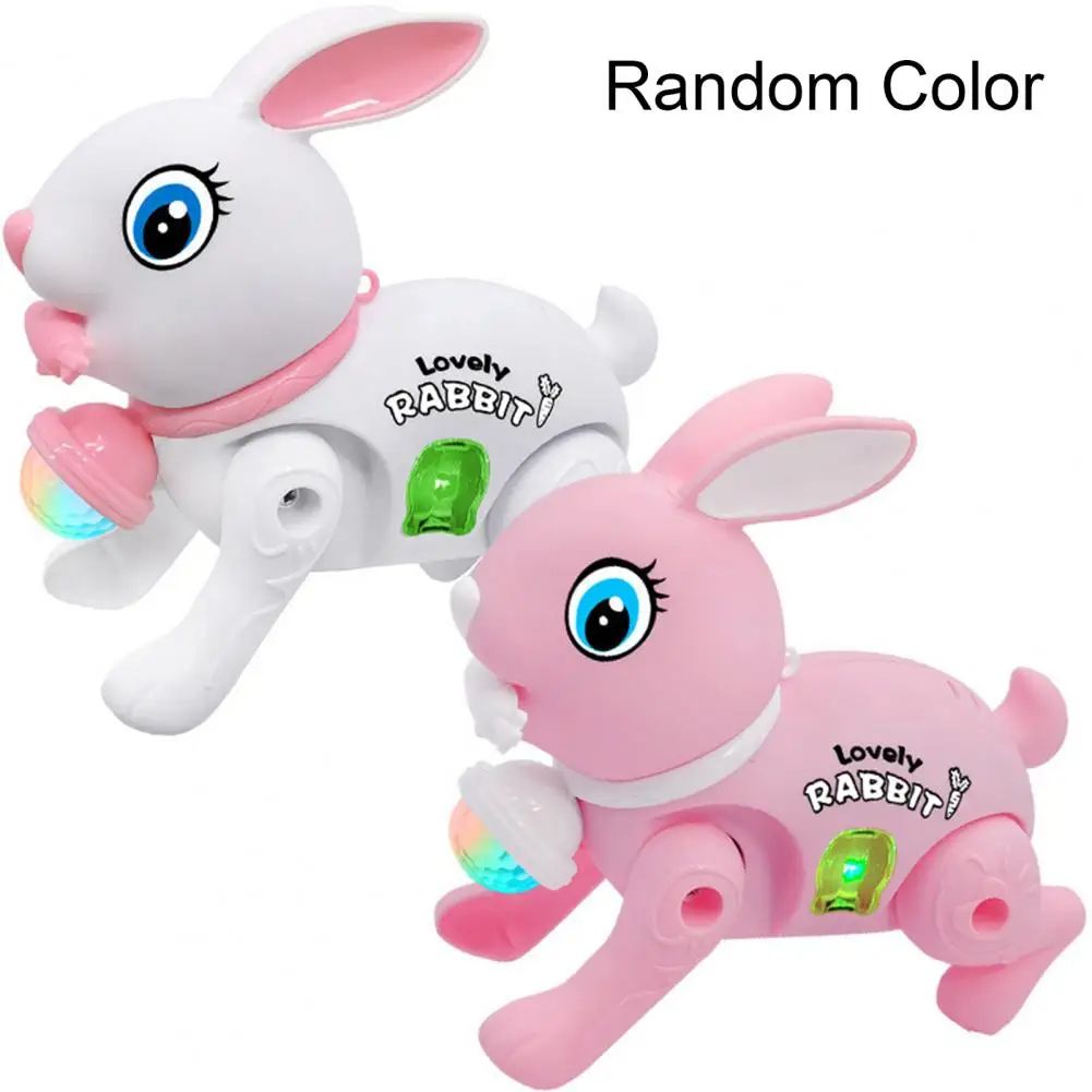 New Cartoon Electronic Walking Rabbit Toy Music Lovely Luminescent with Traction Rope Toys for Baby Learning Crawling Toys
