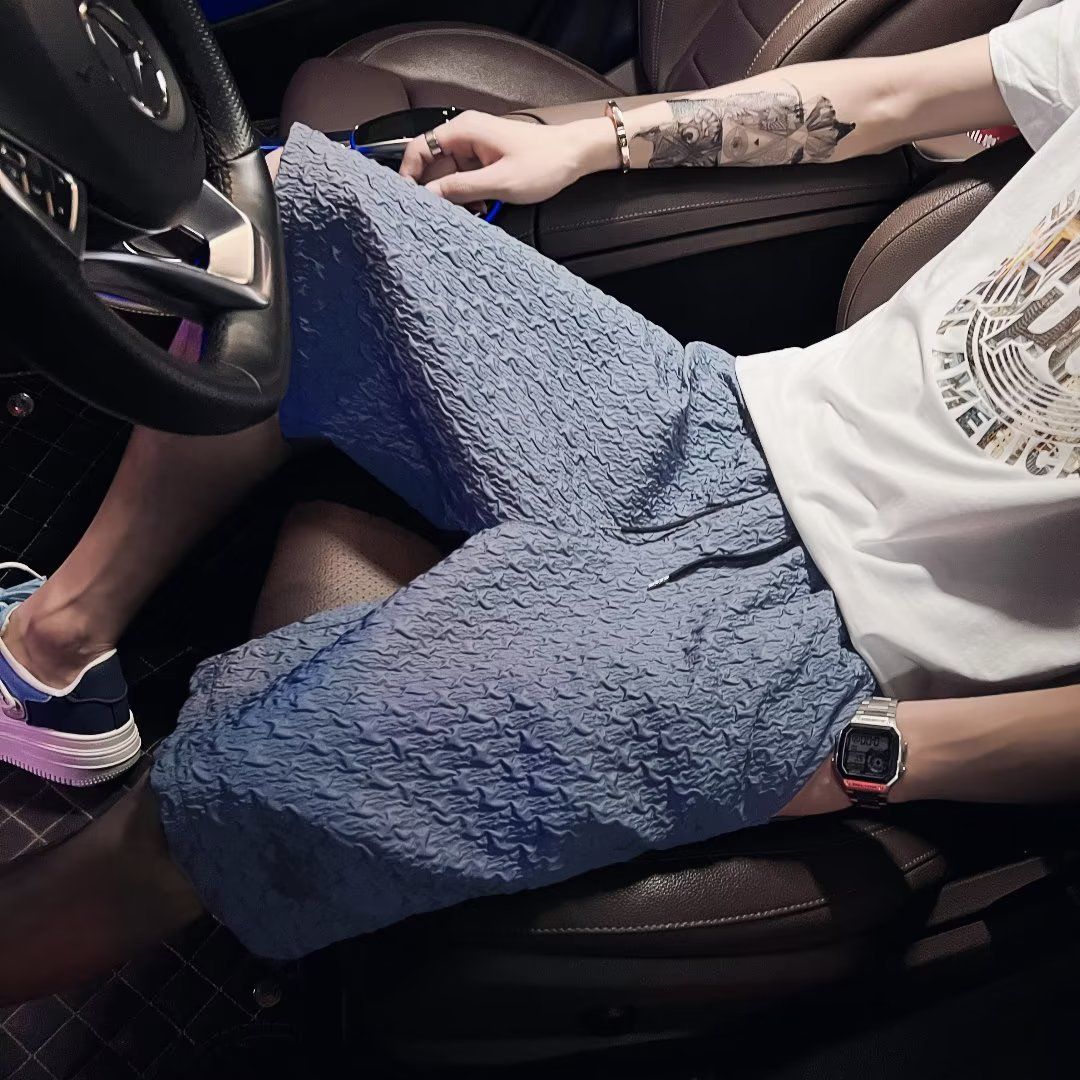 JJ D036 Men's New Summer Ice Silk Shorts Thin Mid Waist Casual Pants