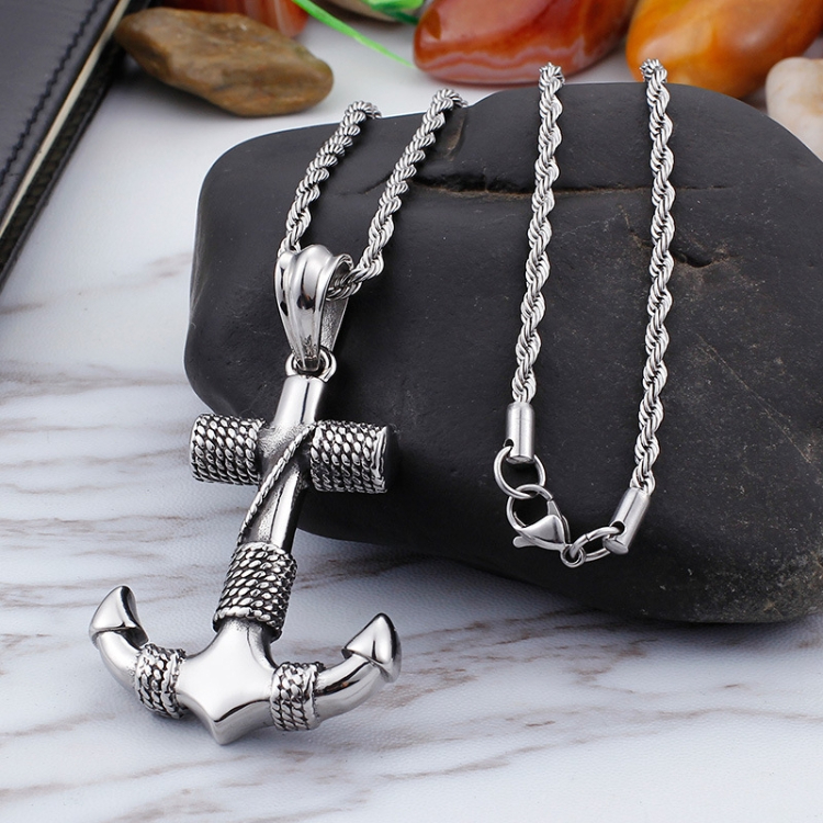 Anchor pendant necklace Europe and America fashion male Hip hop jewelry necklace CRRSHOP men silvery pendant necklaces holiday gifts present