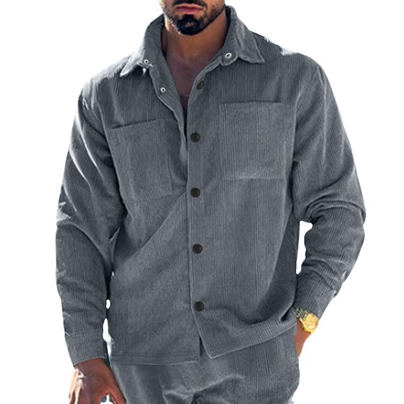 Men's Shirt New Multi Pocket Slim Fit Cardigan Corduroy Casual Men's Coat Top Trendy Workwear Men's Clothing Tops Jackets Coats