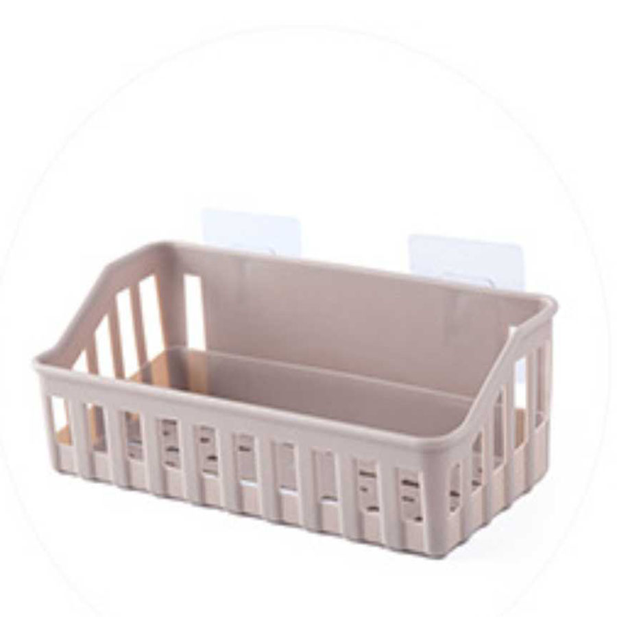 Non-Marking Plastic Wall-Mounted Storage Basket, Toilet Storage Rack,Kitchen Storage Rack,Kitchen Organizer No-hole bathroom shelves kitchen plastic wall mounted toilet restroom organizer corner shelf 19.5cm*12cm*7.5cmkhaki