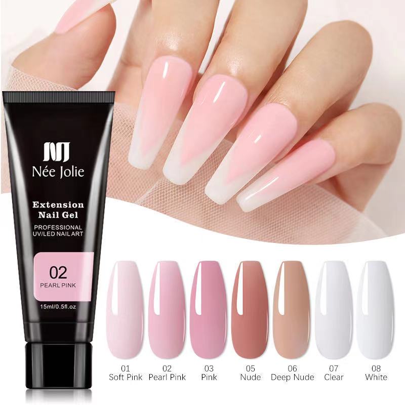 15ml French Nail Acrylic Builder Gel UV LED Builder Gel Tips Enhancement Slip Solution Quick Extension Gel Nail Tip Form