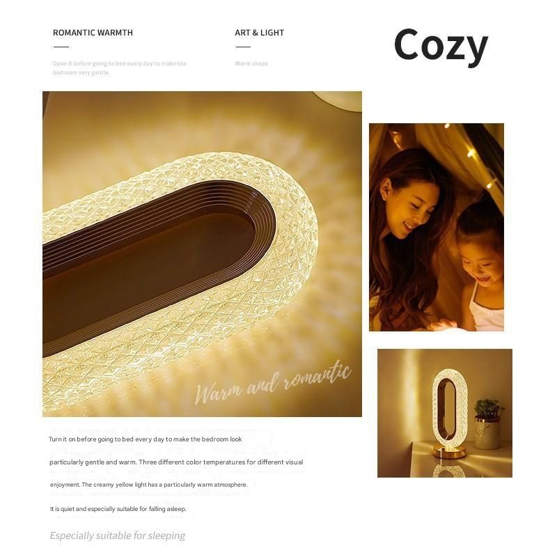 Crystal ring decorative lamp high-end light luxury room living room table lamp touch sensor atmosphere lamp night light