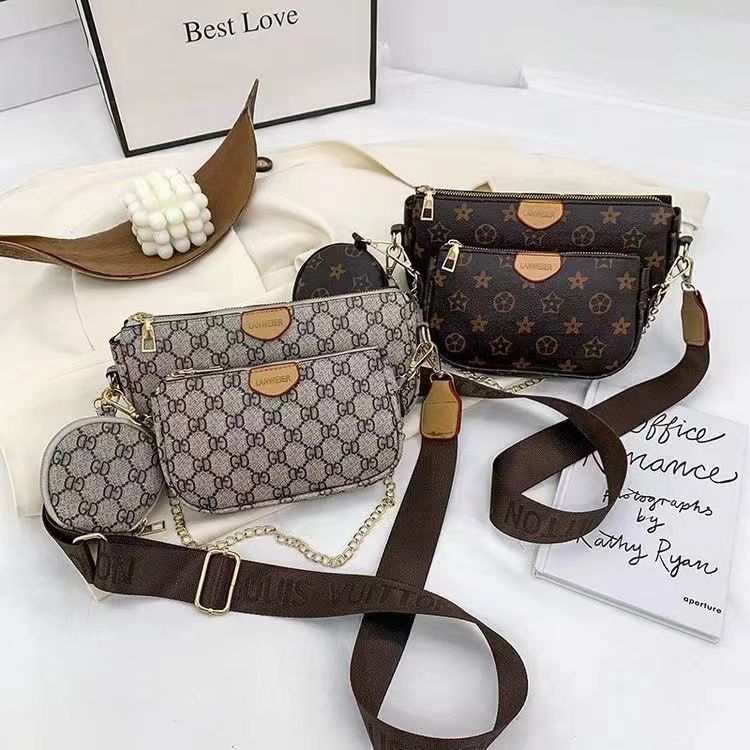 new trendy presbyopia bag 3 piece sets bag one-shoulder lady messenger female bag mini underarm coin purs