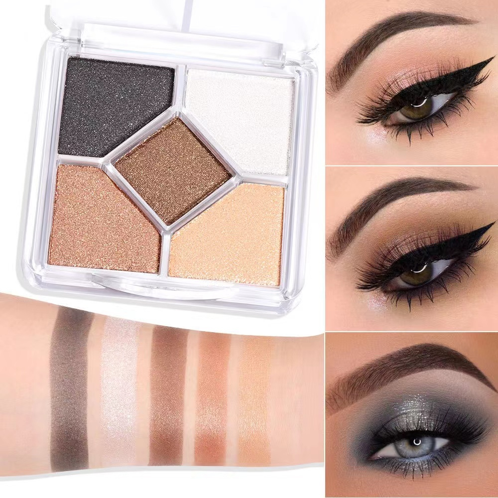 5 Colors Eyeshadow Palette Waterproof Glitter Matte Eyeshadow Pallete Shimmer Diamond Sequins Women Eye Makeup Pigment