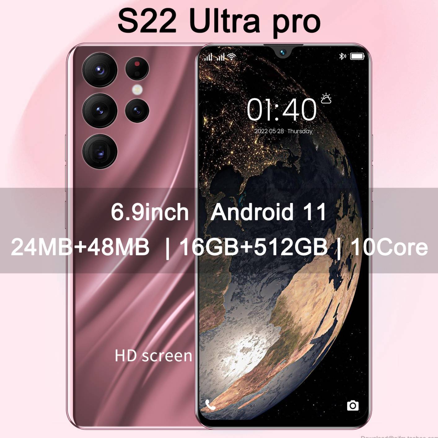 Global Version S22 Ultra pro Smartphone 6.9 inch 16GB+512GB 24+48MP Camera Android 11.0 11 Core Mobile Phone
