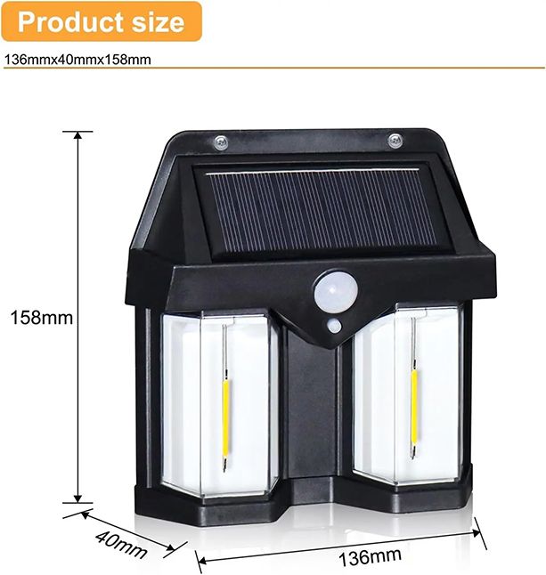 AUNONT LED Solar Outdoor Waterproof Wall Lamp Human Body Sensor Automatically Lighting at Dark PIR Motion Garden Wall Light Porch Lights Solar Wall Lights Outdoor Waterproof Motion Sensor Wireless Front Door Solar Garden Light