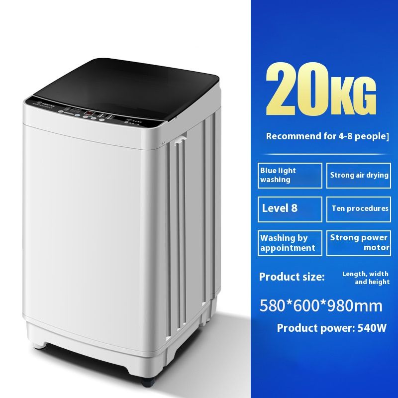 Full - Automatic Washing Machine - 10KG/15KG/20KG Options, Ideal for Household,Capacity Washing Machine for Homes & Apartments, Quick Connect Sink Adapter and Drain Hose Included, Transparent Lid & LED Display, Blu-ray washing , wash and spin-dry integrated,powerful stain removal,Energy Saving, Quick Wash (30 Min),Brown