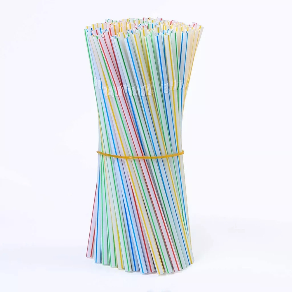100Pcs Fluorescent Plastic Bendable Drinking Straws Disposable Beverage Straws Wedding Decor Kitchen Beverage Party Supplies