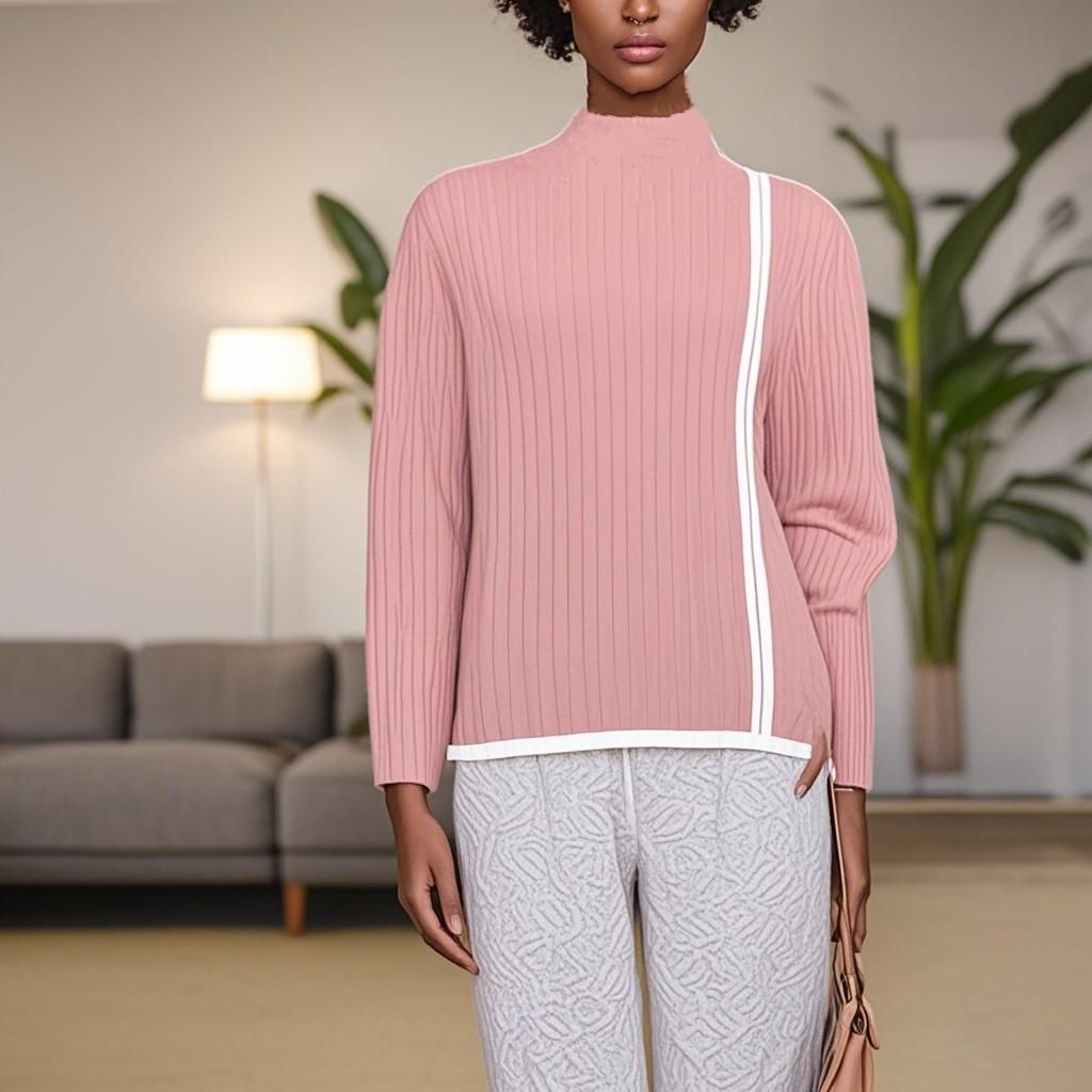 Wool Pink Base Knitted Women's Sweater
