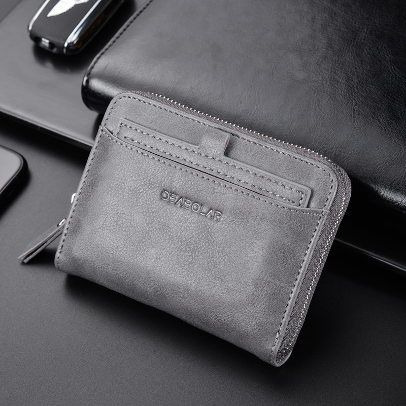 k3208-2 Genuine Leather Men Tri-fold Wallet Personalized Ultra Thin Men Wallet RFID Slim Tri-fold Wallet