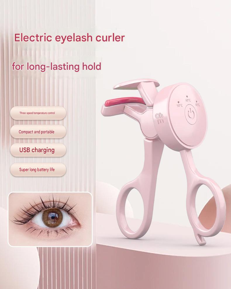 Electric Eyelash Curler with Temperature Control, Mini Portable Heated Lash Curler, Rechargeable Electric Eyelash Styling Tool for Home & Travel Use, Long Lasting Natural Curly Lashes Makeup Accessory
