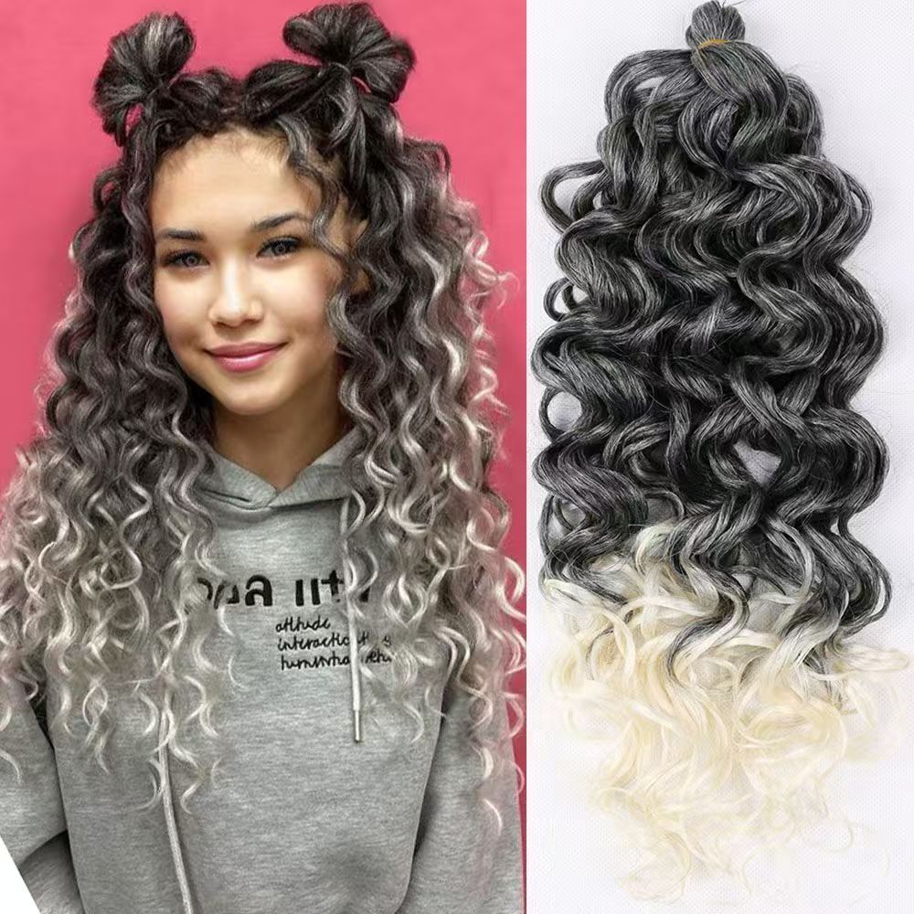 Wig Latin American curly wig big curly Hawaiian curly crochet braided fluffy gradient color hair extension water ripple wave curl