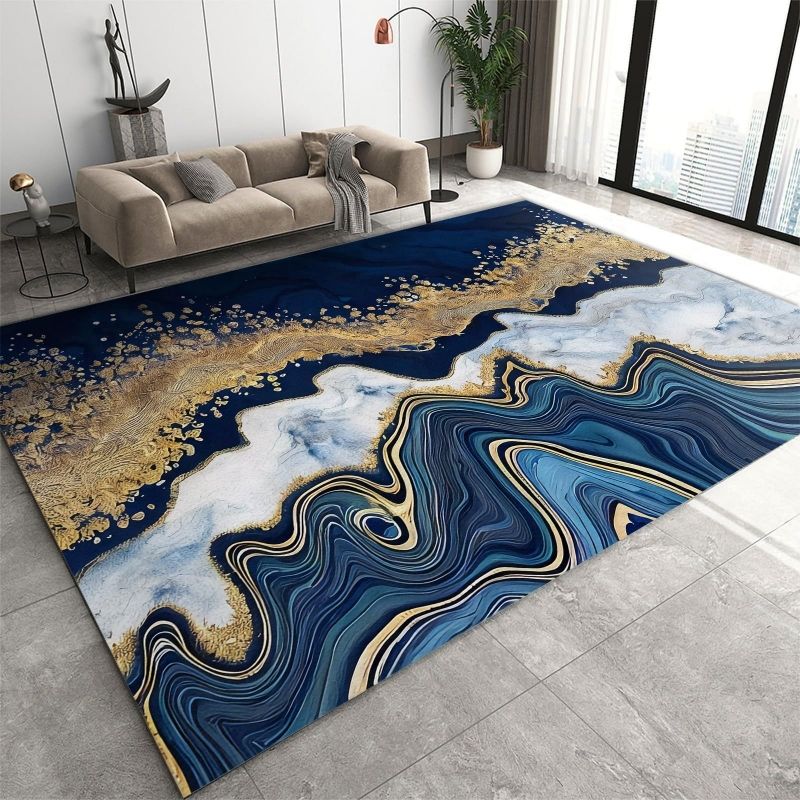 Marble printed carpet, home decoration, living room, anti slip and easy to maintain, sofa blanket ， Crystal velvet carpet floor mat