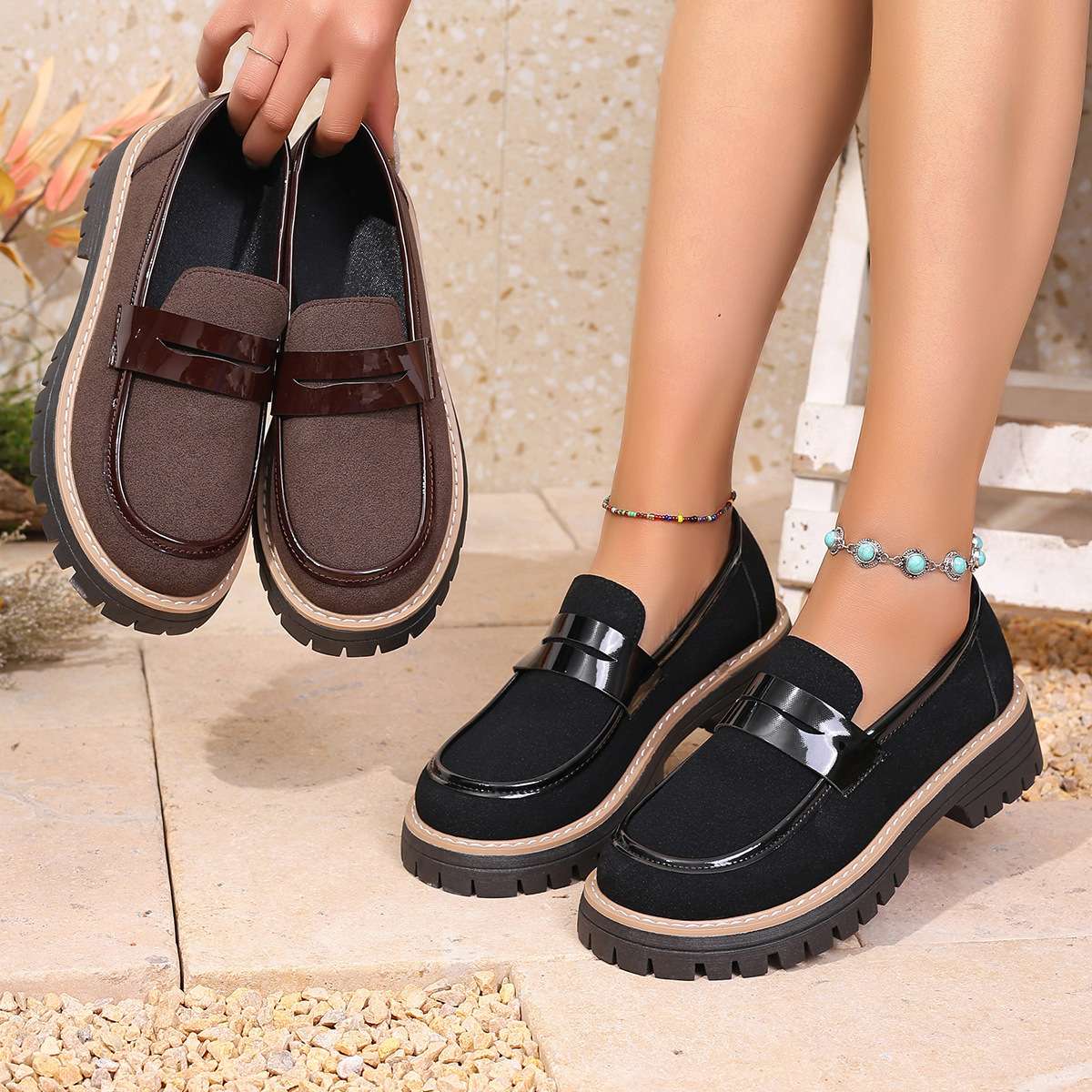 British wind small leather shoes female spring and autumn 2025 new fashion all kinds of retro match color casual thick heel platform single shoes