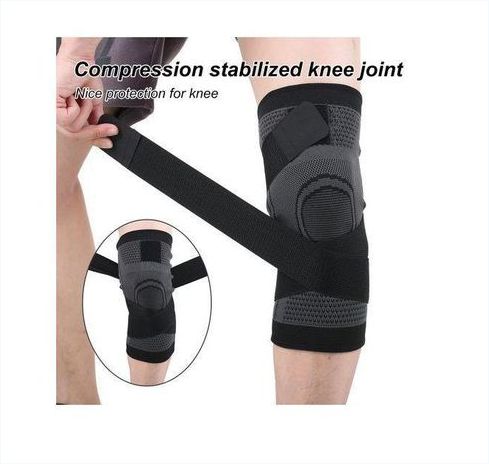 Genetic 2PC of Adjustable Knee Support Knee Compression Sleeve Brace- Black