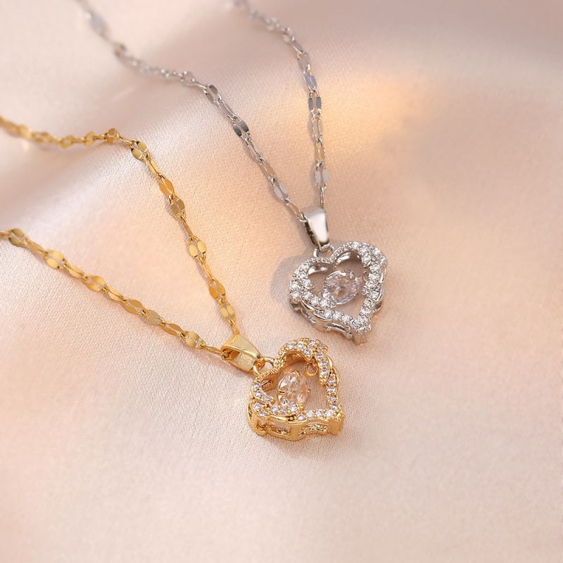 Ocean Soul Dynamic Necklace, a super sparkling heart pendant necklace lover Jewelry