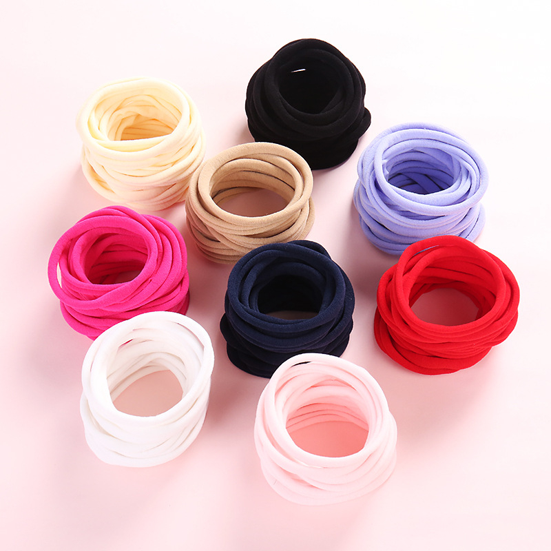 FHML-0080 10pcs Girl Hairband Colorful Children Headband Elastic Hair Bands Scrunchy Kids Rubber Band Nylon Hair Accessories Adults