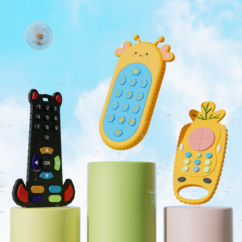 181 Baby Silicone Teether Remote Control Shape Teether Rodent Gum Pain Relief Teething Toys Sensory Educational for Kids