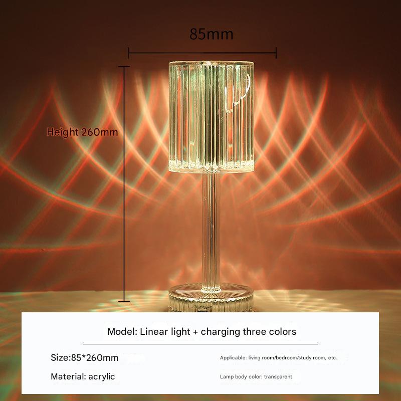Light luxury internet celebrity style Gatsby crystal line beauty lamp bedside high-end decorative atmosphere lamp small table lamp rechargeable night light3-color touch