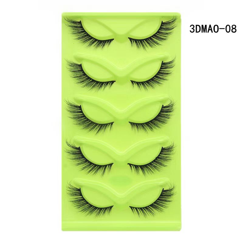 AUNONT Europe and the United States oblique fly 5 pairs of green fox eyes cat eye false eyelashes thick curling simulation fox system eyelashes