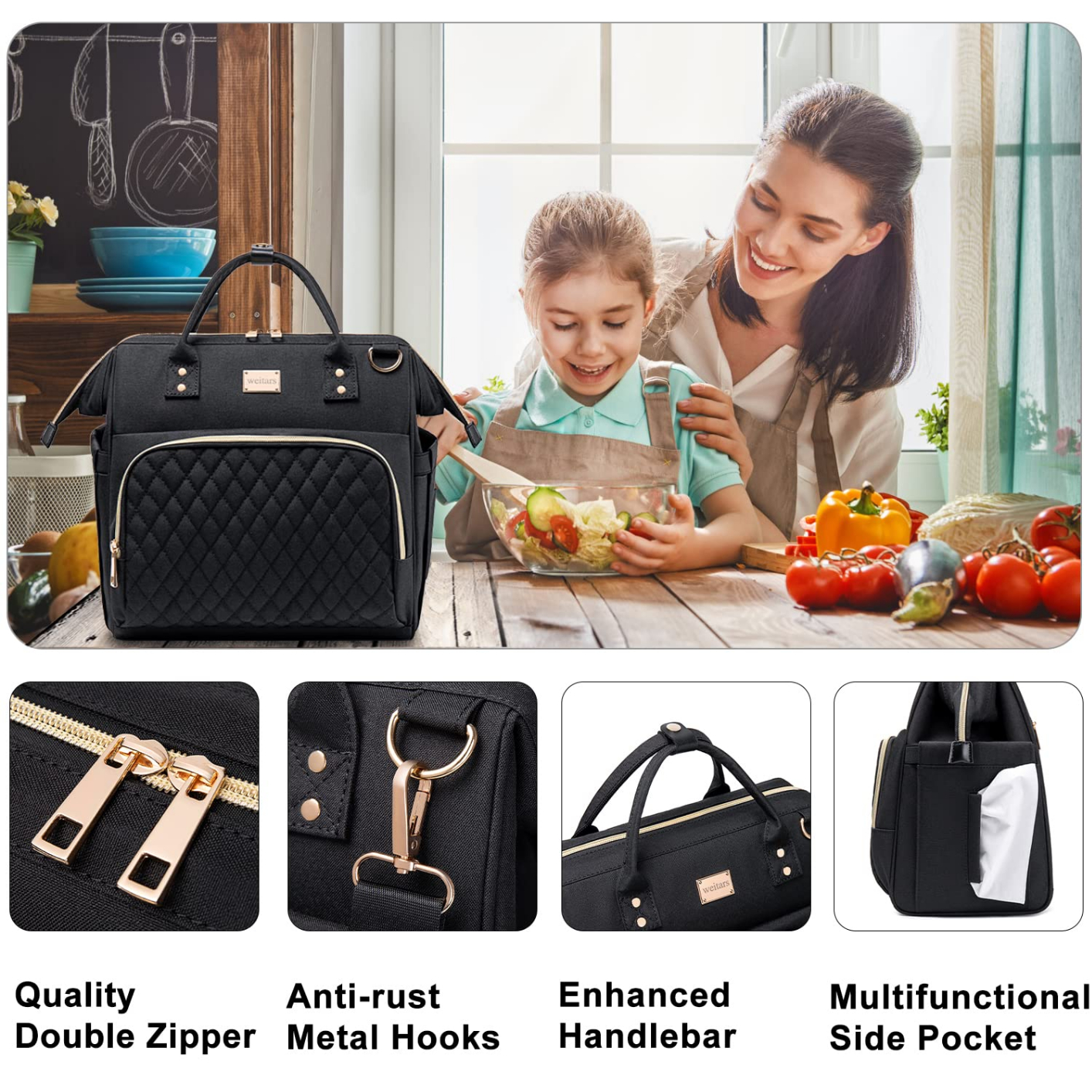 Lunch Bag for Women, Loncheras Para Mujer Waterproof Reusable Large Dual  Compart