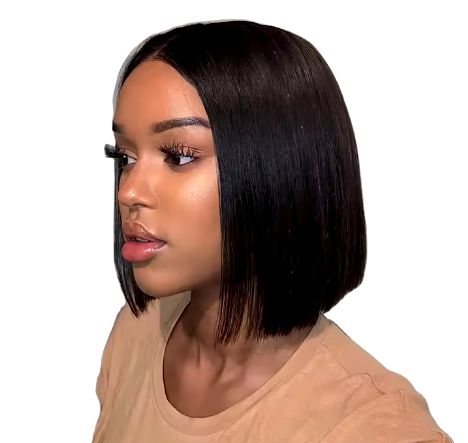 Straight Virgin Natural Hair Short Hd Full Lace Closure Frontal Human Hair Bob Wigs For Black Women 14" 740F