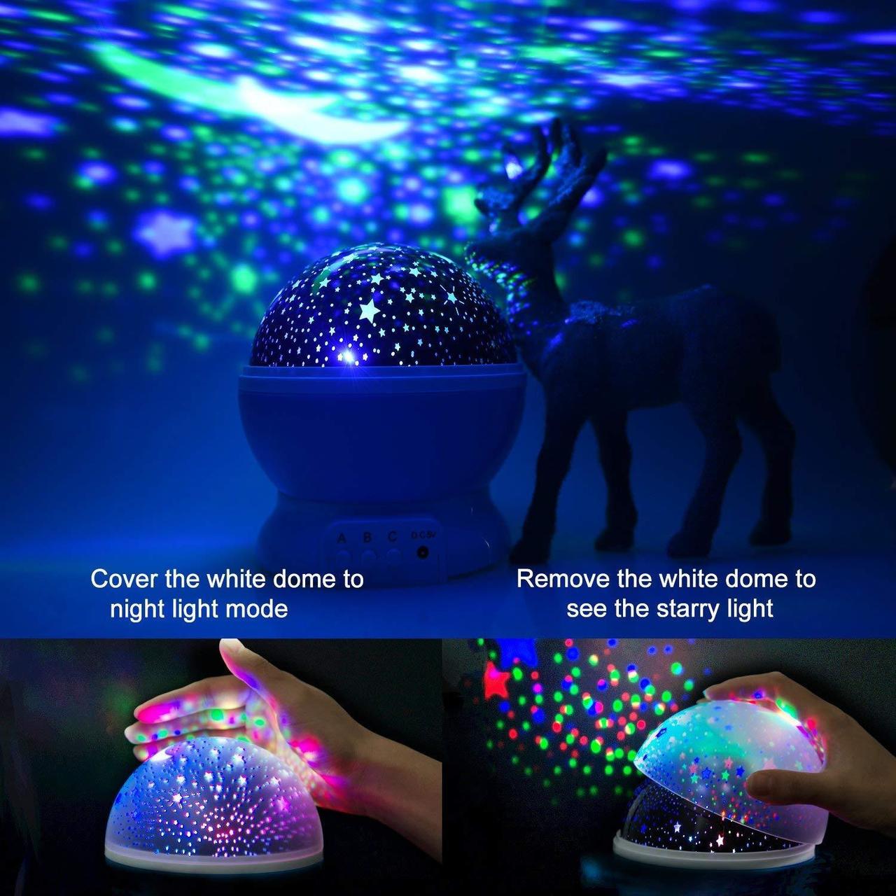 LED Projector Star Moon Night Light Sky Rotating Battery Operated Nightlight Lamp For Children Kids Baby Bedroom Nursery Gifts