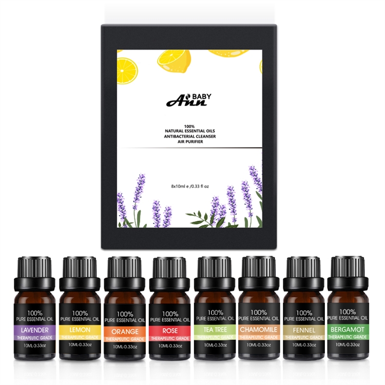CRELVCOE 8pcs/box Essence Pure Essential Oil Body Relax Oils Skin Care Massage for humidifier Tea TreeTea Tree/Orange/Lavender/Fennel Lemon/Rose/Bergamot/Chamomile