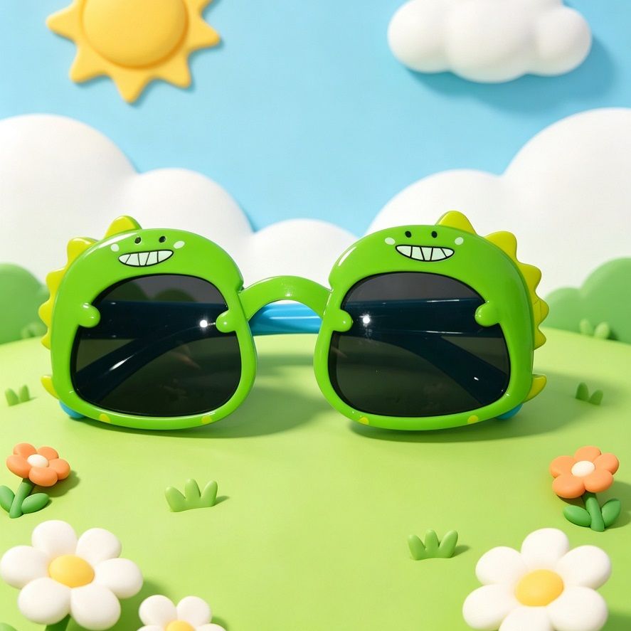 Kids Cartoon Dinosaur Sunglasses, UV400 Protection, Cute Dinosaur Shaped Anti-Glare Sun Glasses for Boys Girls, Child Safe Outdoor Eyewear in Multiple Colors