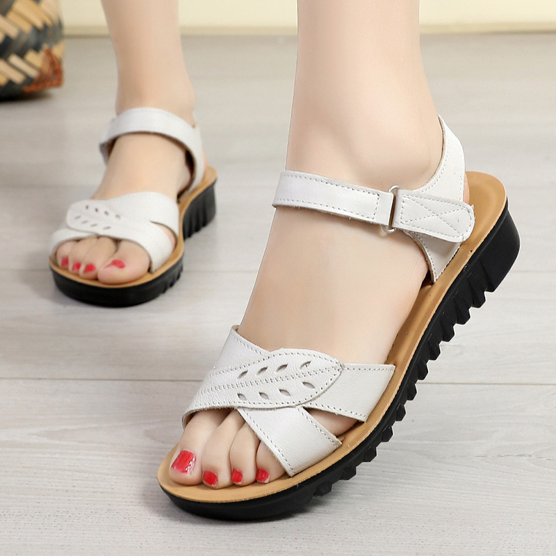 893 Sandals for Women Leather Straps Comfort Footbed Outdoor Flat Sandals