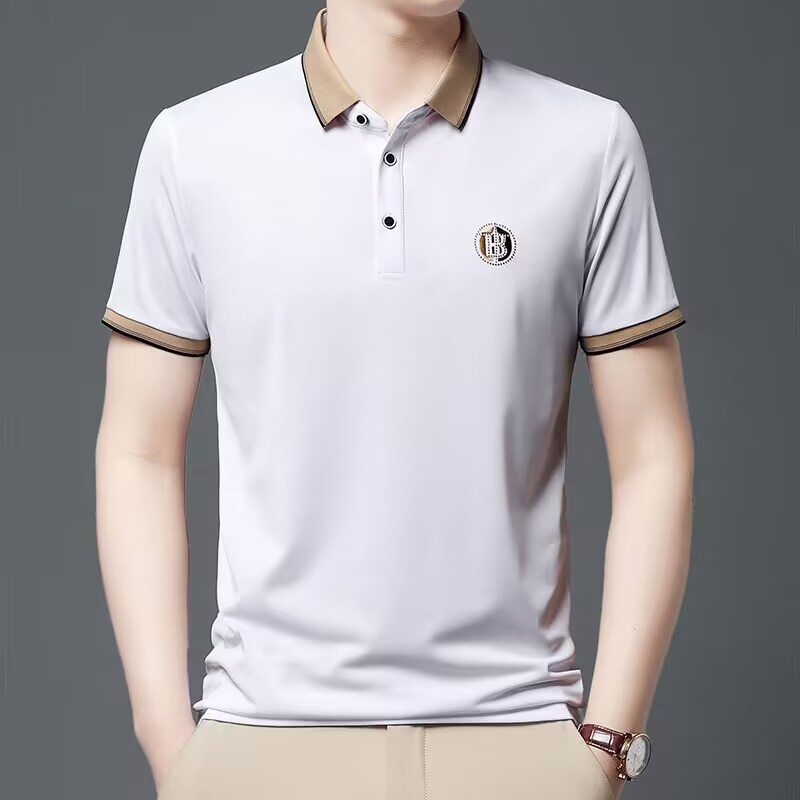 2023 Men's Casual Business Lapel Embroidered Loose Short Sleeve Polo Shirt