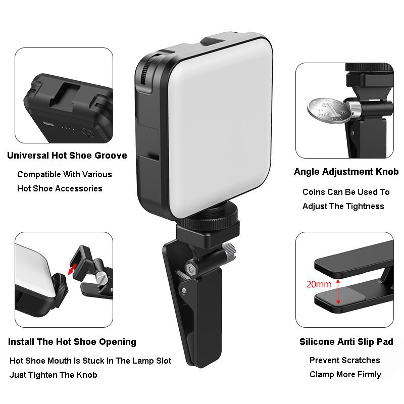 RGB LED Video Lights with clip Photography Selfie- Camera flashlights photo