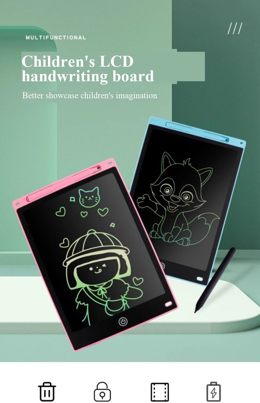 Children’s LCD Writing Tablet, Erasable Electronic Graffiti Board, Home Handwriting Drawing Pad, Non-Toxic Reusable Kids Educational Toy, Portable Toddler Doodle Board for Cross-Border Sale