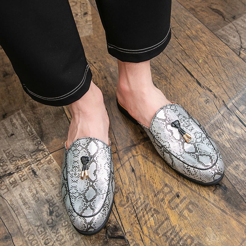 Youth Men Leisure Cool Mules Man Summer Slippers Fashion Casual Leather Loafers Flats Shoes Pu Breathable Slip On Footwears For