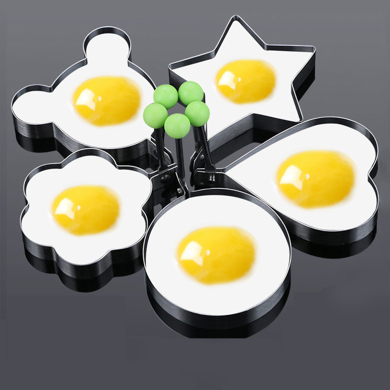 5PCS Stainless Steel Fried Egg Mold Egg Ring Egg Shaper Pancake Mold Kitchen Tool Pancake Rings