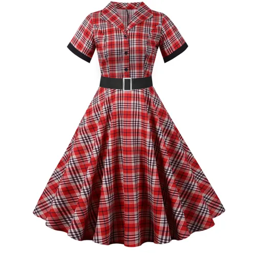 Tartan hot sale rockabilly dress