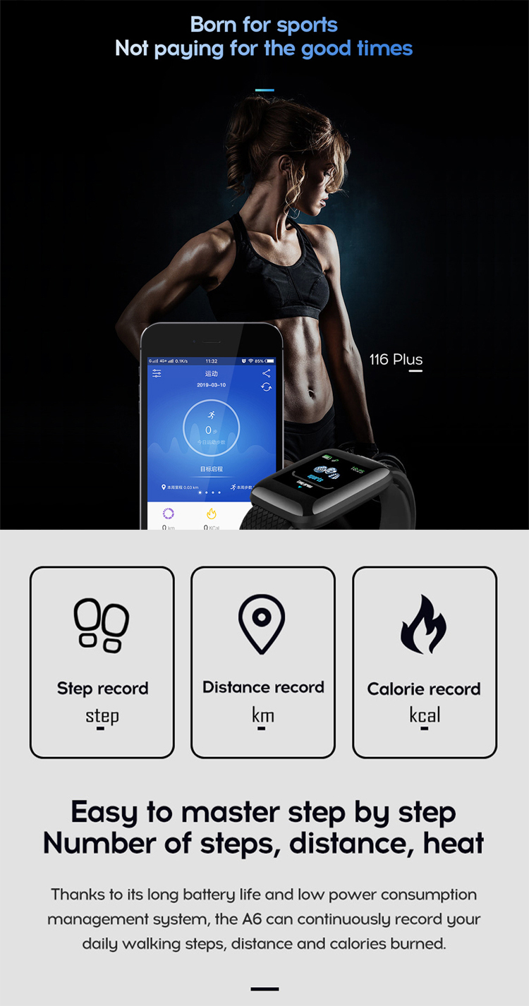 116 PLUS Sport Fitness Pedometer Color Screen Smart Bracelet Wristband Walk Step Counters Smart Band Men Women D13 Sport Watches