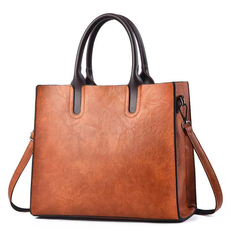 Large Handbags Women Bags Fashion PU Leather Women Shoulder Bag Big ladies Hand Bags Vintage Tote BagBrown