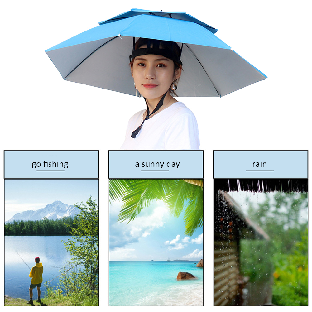 AKAKD Seasonal new umbrella hat head umbrella hat fishing head sun umbrella outdoor tea picking sanitation sun protection bucket hat umbrella fishing umbrella folding large single layer
