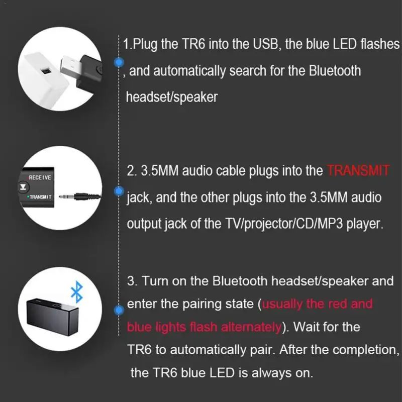 AUNONT Bluetooth-Compatible 5.0 Adapter X6 USB Wireless Receiver Music Audio for PC TV Car Hands-free 3.5mm AUX Adaptador USB Bluetooth Adapter 3.5mm Audio Bluetooth 2-in-1 Speaker PC 5.0 Bluetooth Receiver Transmitter
 