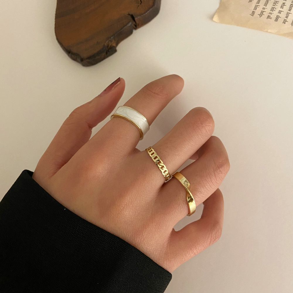 52018 3PCS Fashion Gold Plated Alloy Rings Set for Women Punk Silver Color Geometric Finger Rings Party Gift Jewelry